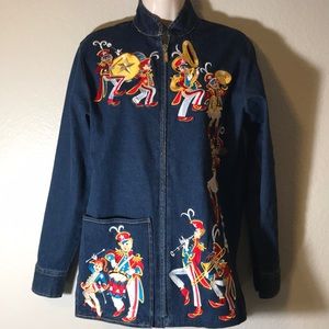 Bob Mackie Unisex wearable art jean jacket XS
